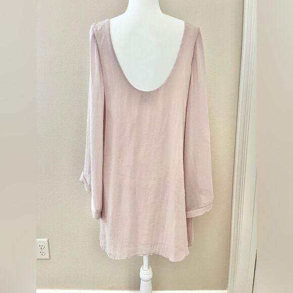 show me your mumu bombshell dress tan cream chiffon open back flowy sz. Large - Picture 4 of 8